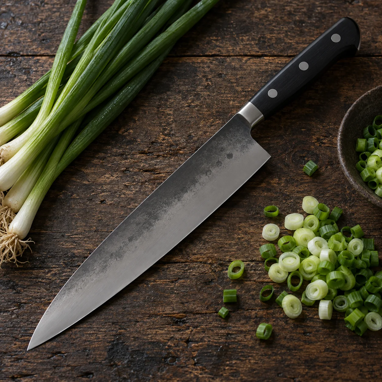 Illustrative Japanese kitchen knife photograph; see listing for exact Molybdenum Gyuto No. 512