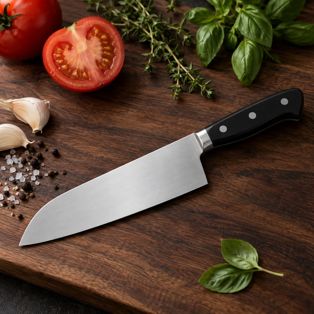 Illustrative Japanese kitchen knife photograph; see listing for exact UX10 Santoku